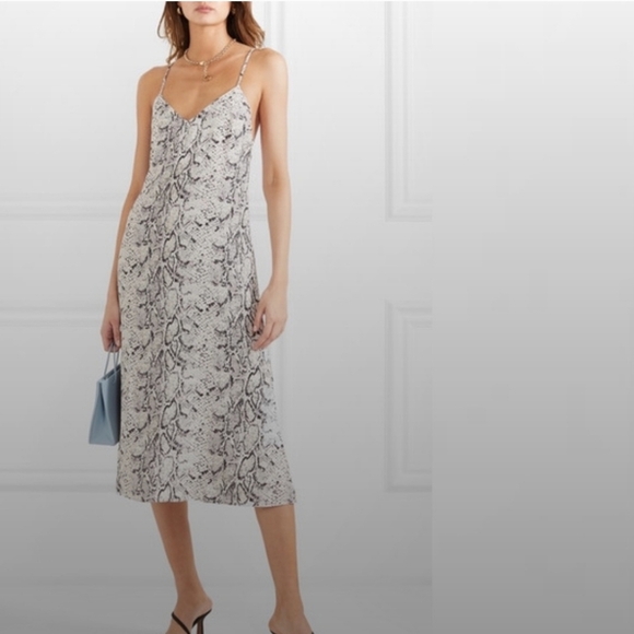 Reformation Kat Midi Snakeskin Printed V-neck Slip Dress Size 6 Women's - Picture 3 of 11
